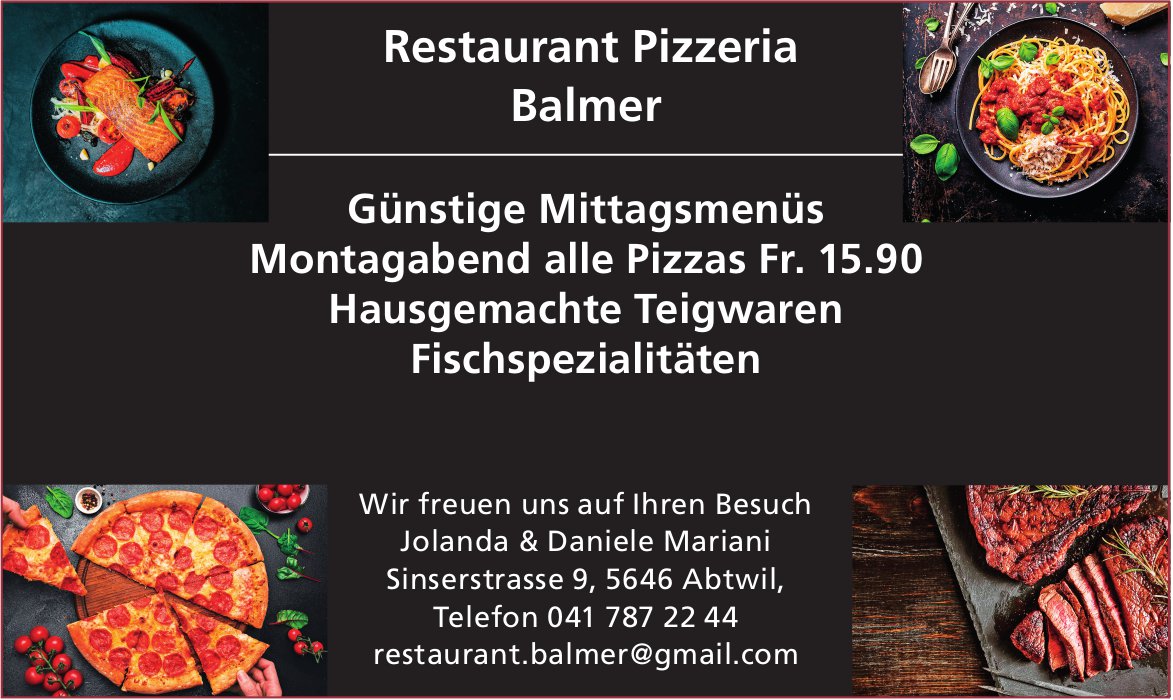 Restaurant Pizzeria Balmer, Abtwil - Günstige Mittagsmenüs