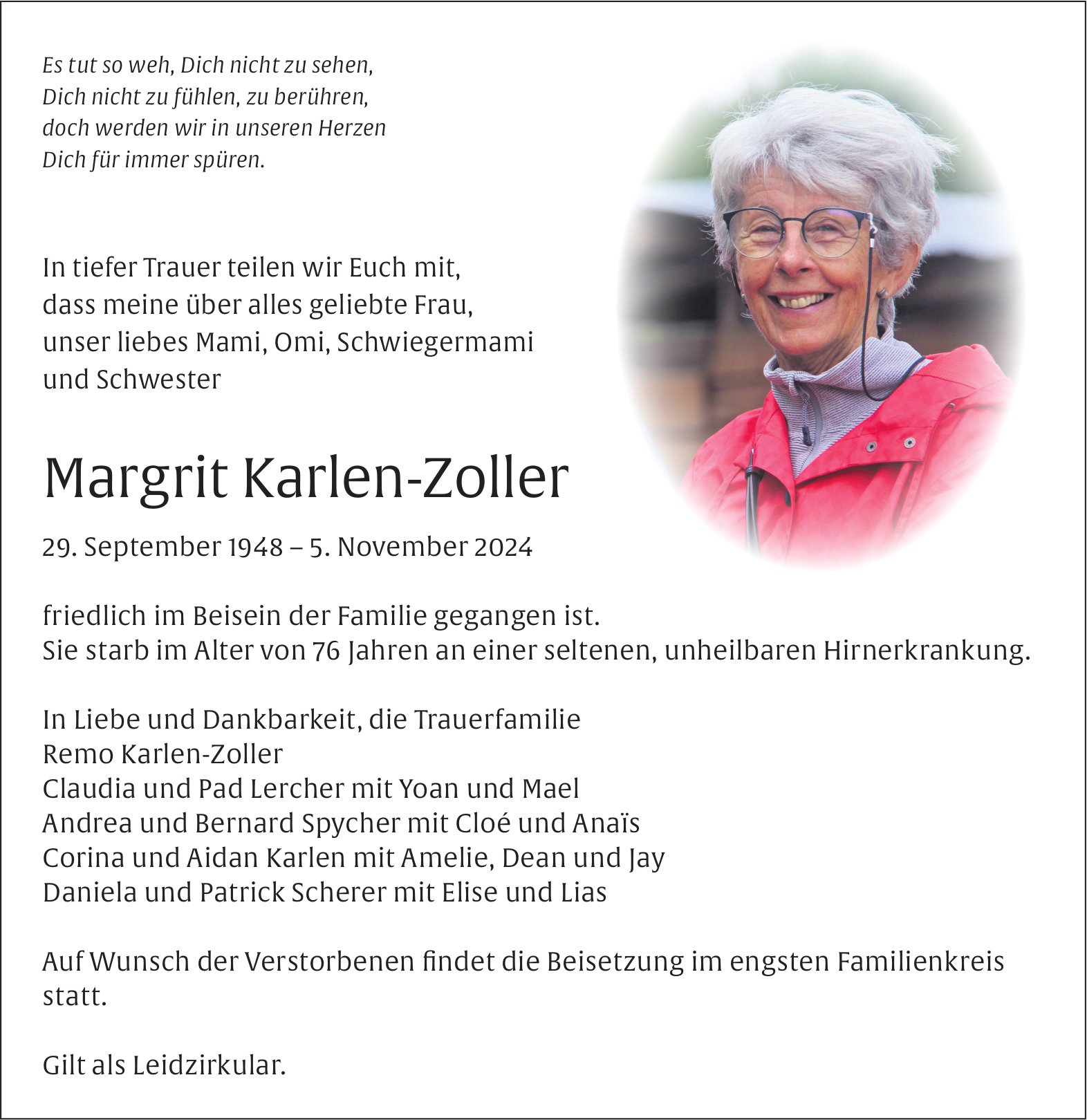 Karlen-Zoller Margrit, November 2024 / TA