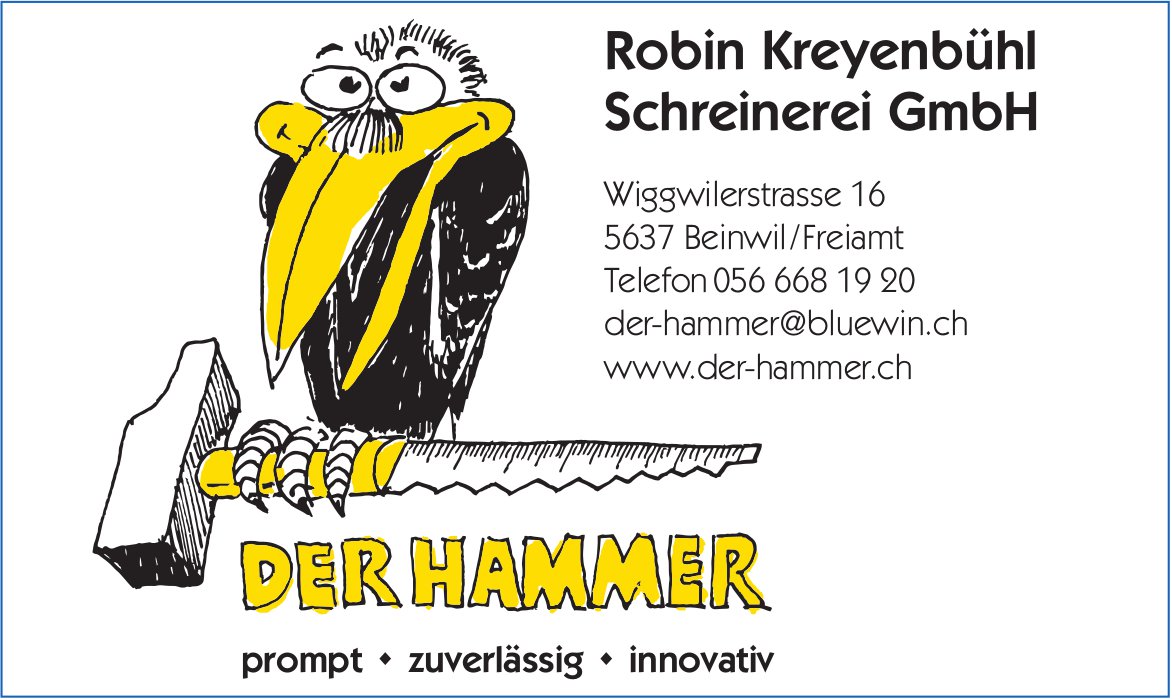 Robin Kreyenbühl Schreinerei GmbH, Beinwil - promt, zuverlässig,  innovativ