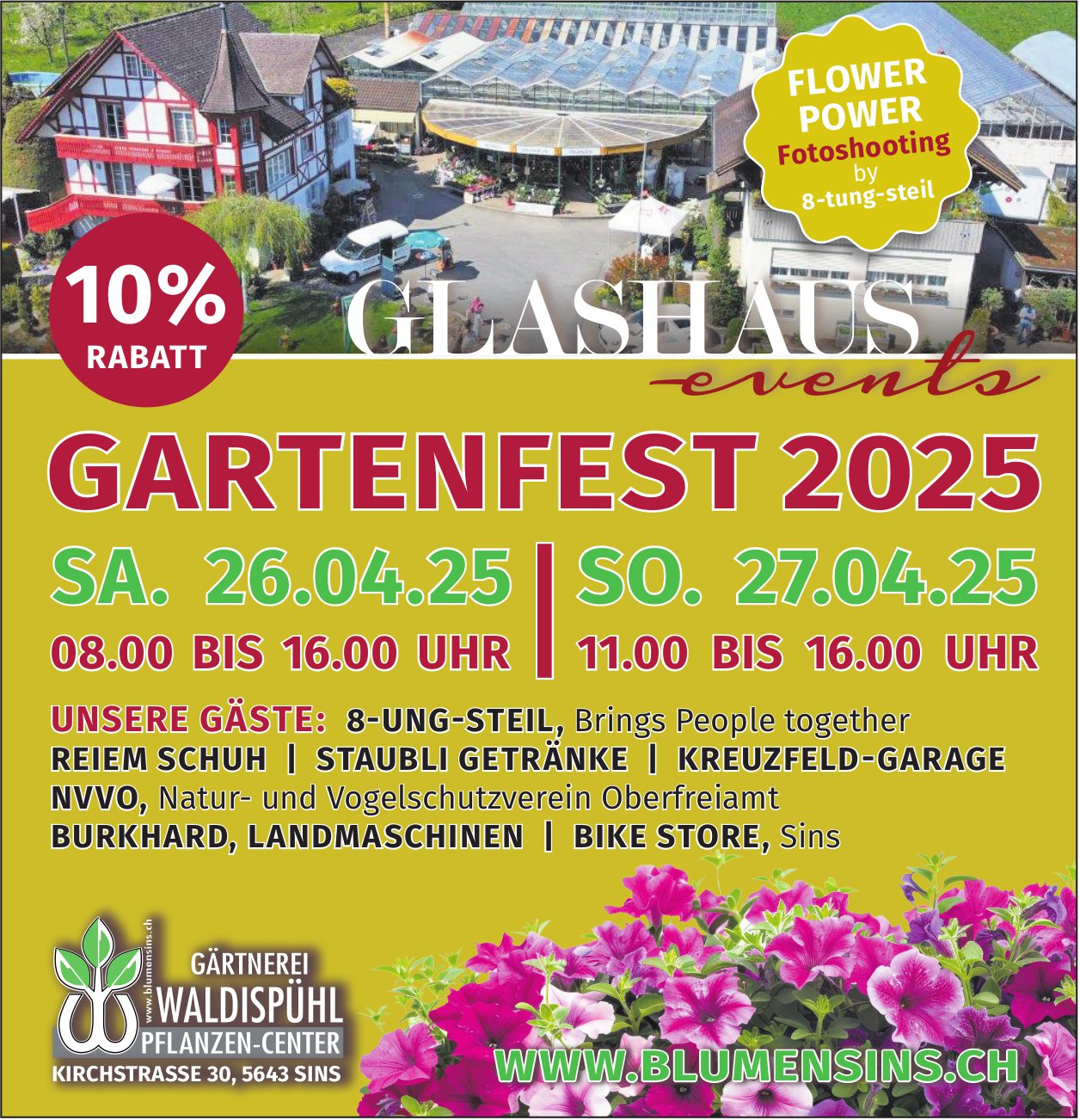 Gartenfest, 26. un d27. April, Glashaus Waldispühl, Sins