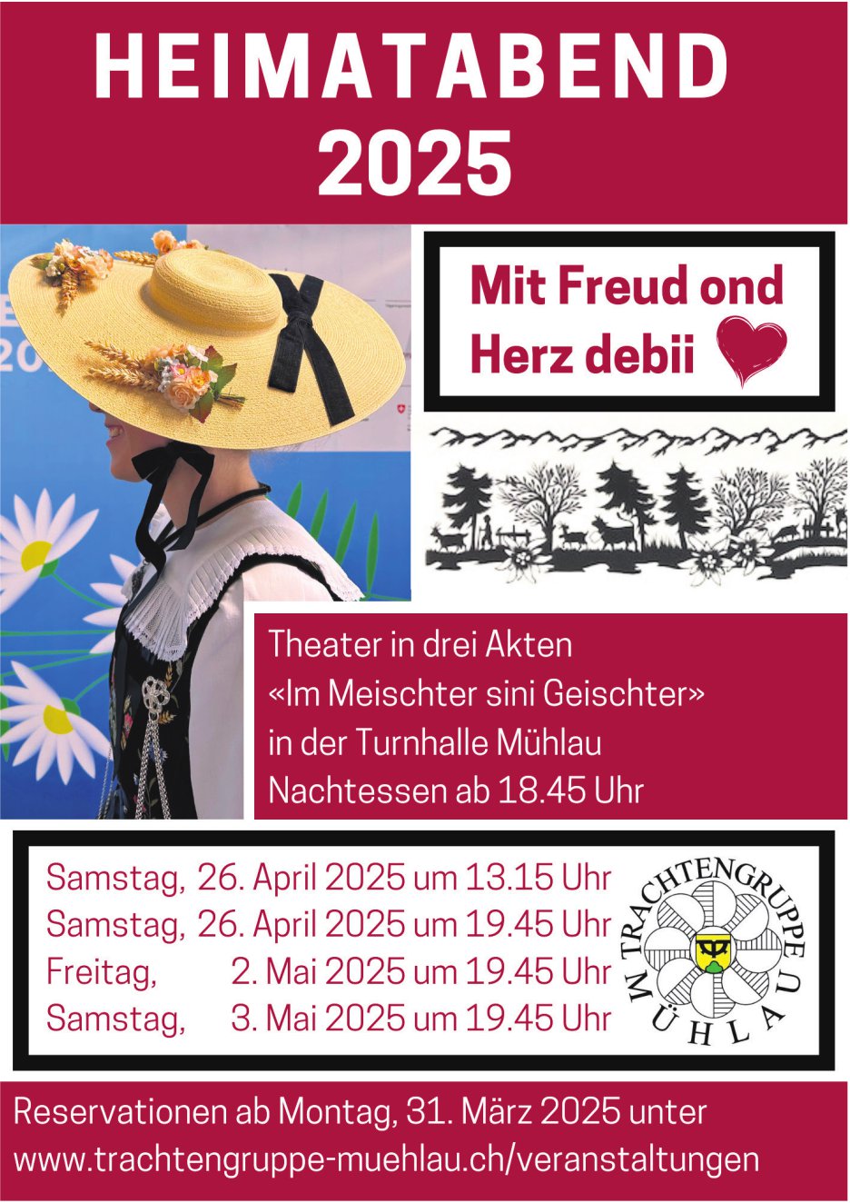 «Im Meischter sini Geischter», 26. April, 2. und 3. Mai, Turnhalle, Mühlau