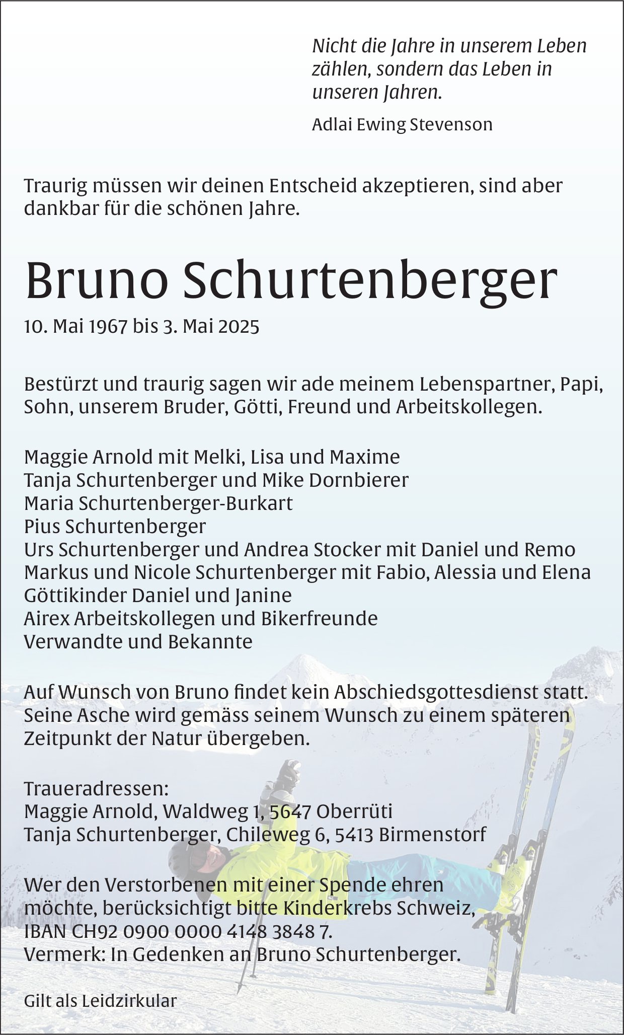 Schurtenberger Bruno, Mai 2025 / TA