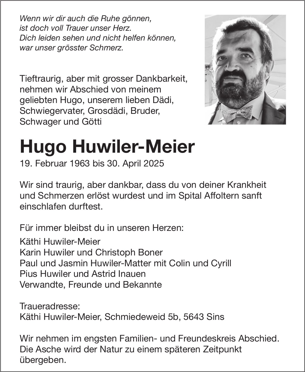 Huwiler-Meier Hugo, April 2025 / TA