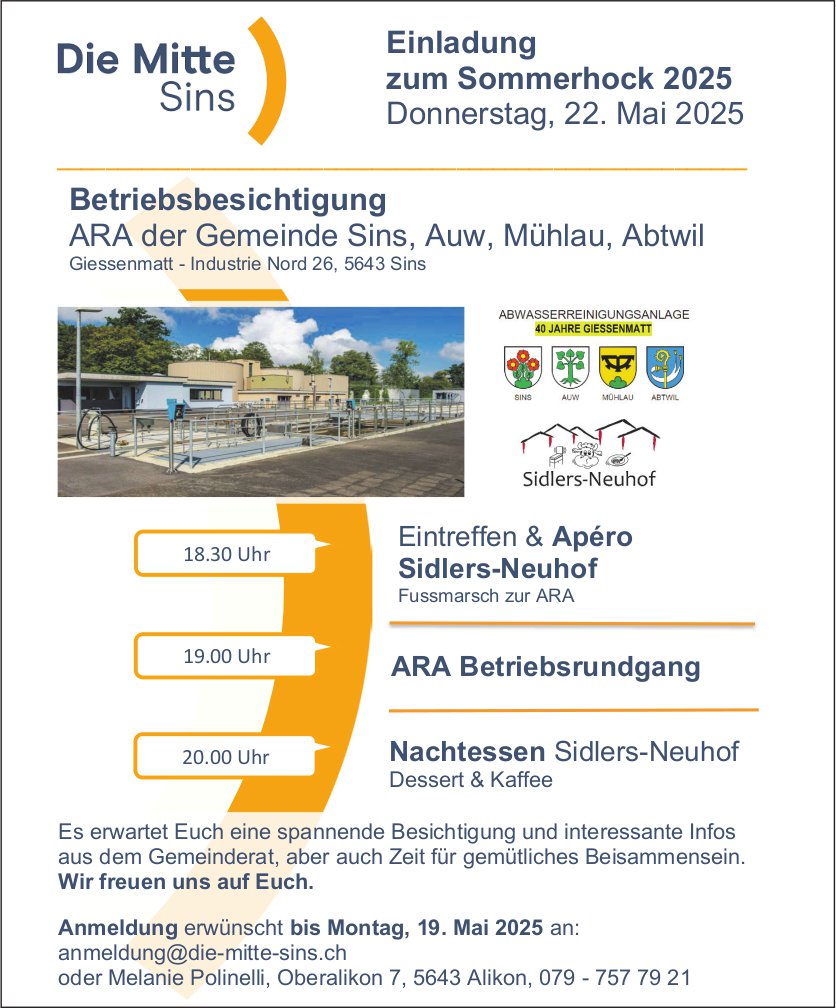 Sommerhock die Mitte, 22. Mai, Sidlers-Neuhof, Sins
