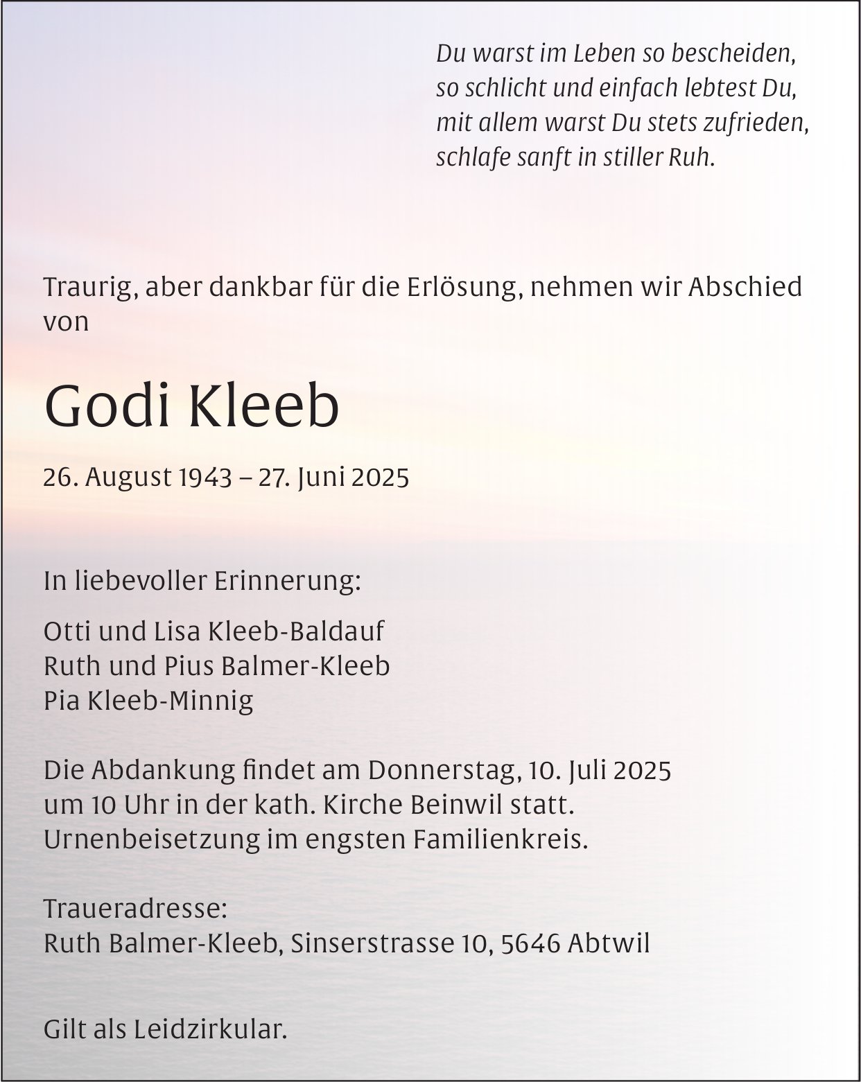 Kleeb Godi, Juni 2025 / TA