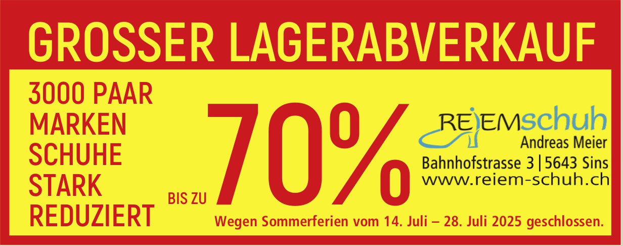 Reiemschuh, Sins - Lagerverkauf