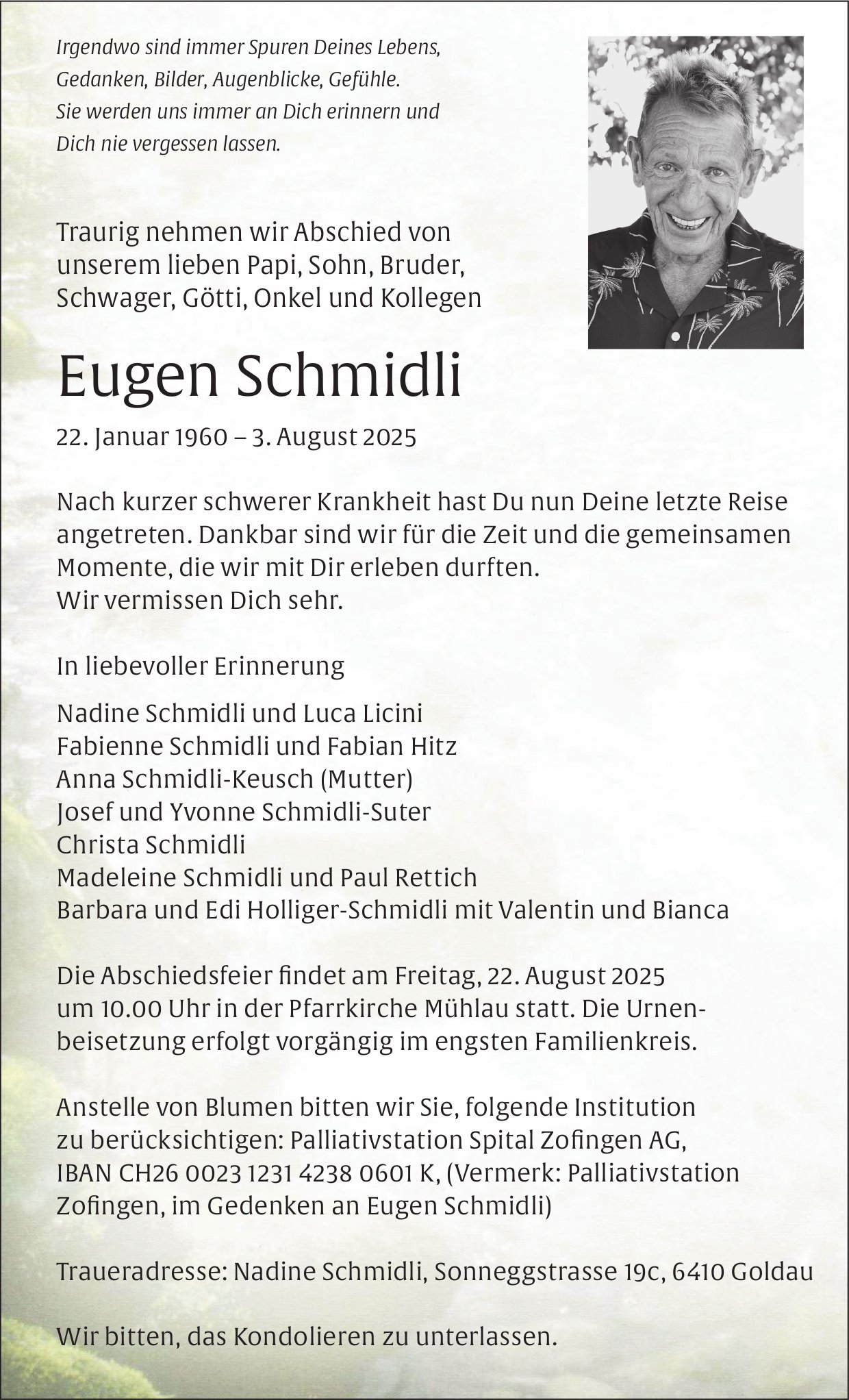 Schmidli Eugen, August 2025 / TA