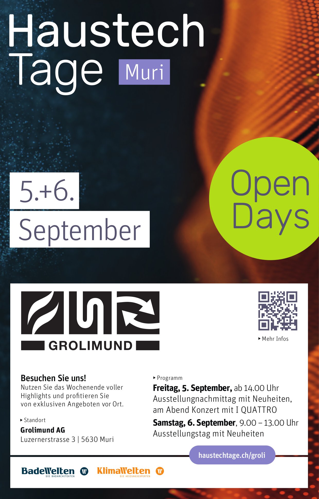 Haustechtage, 5. und 6. September, Grolimund AG, Muri