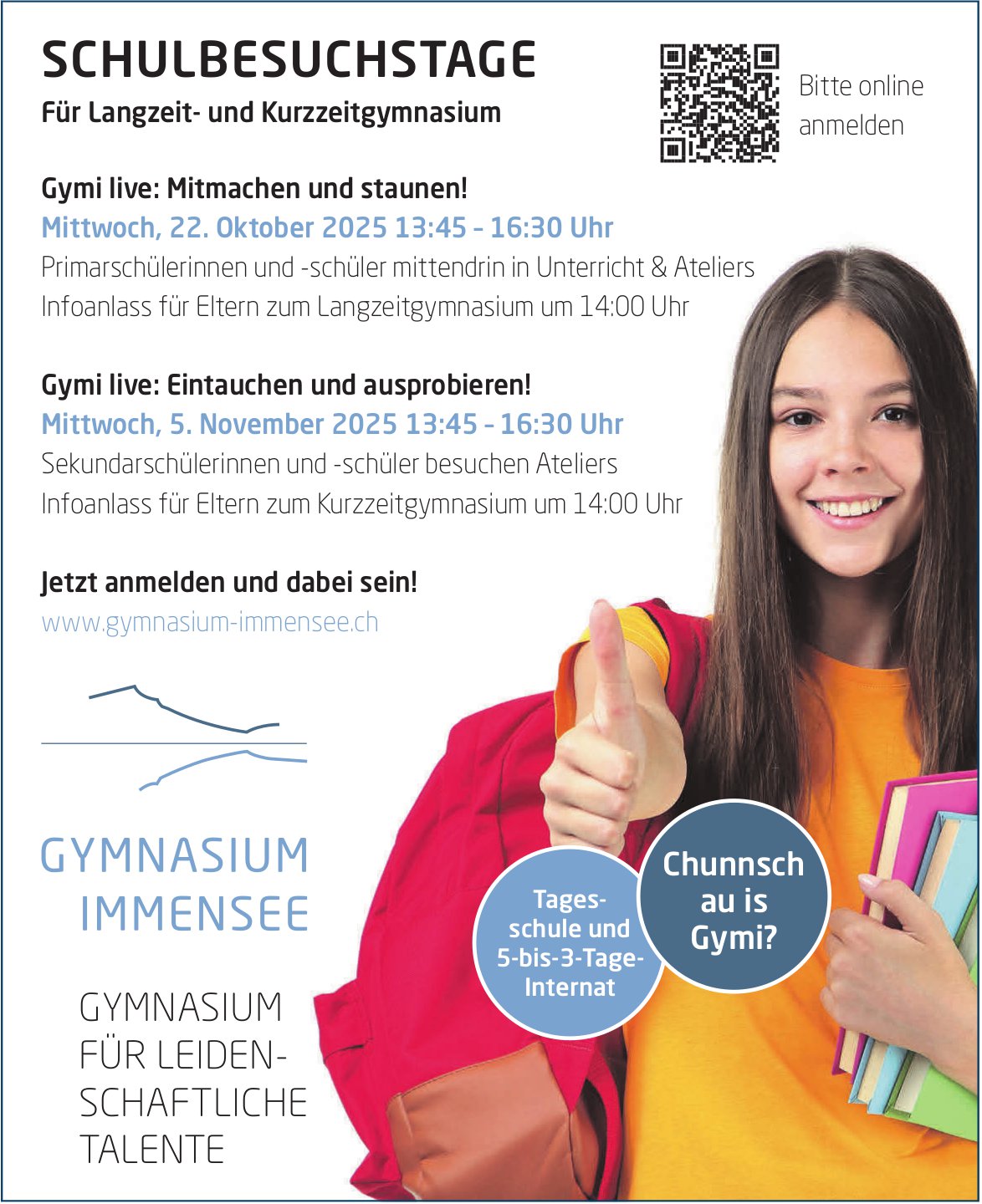 Gymnasium Immensee, Schulbesuchstage 22. Oktober und 5. November