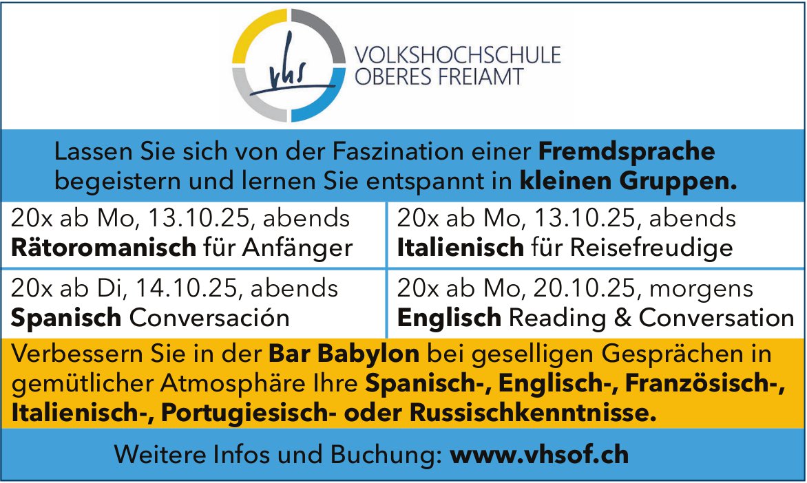 Volkshochschule Oberes Freiamt, Fremdsprachen