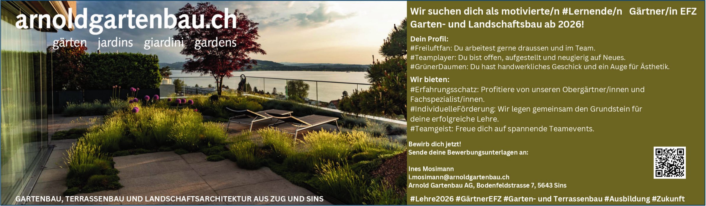 Arnold Gartenbau AG, Sins - Lehrstelle Gärtner/in EFZ
