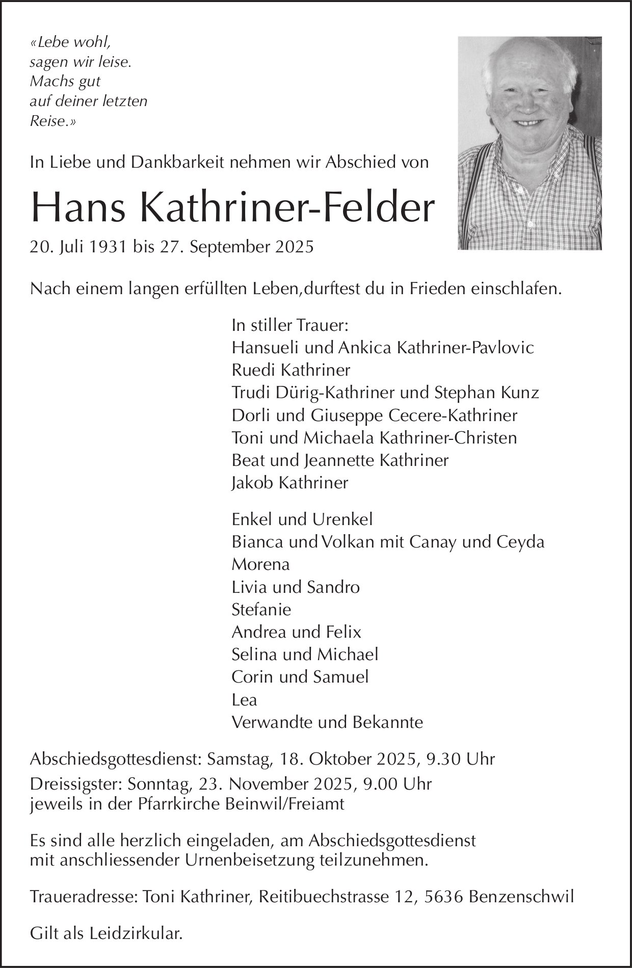 Kathriner-Felder Hans, September 2025 / TA