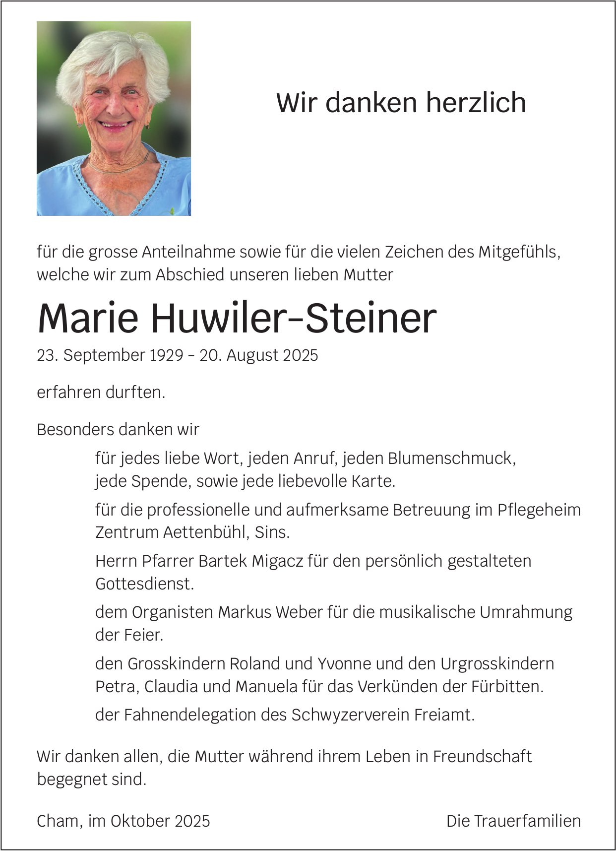 Huwiler-Steiner Marie, im Oktober 2025 / DS