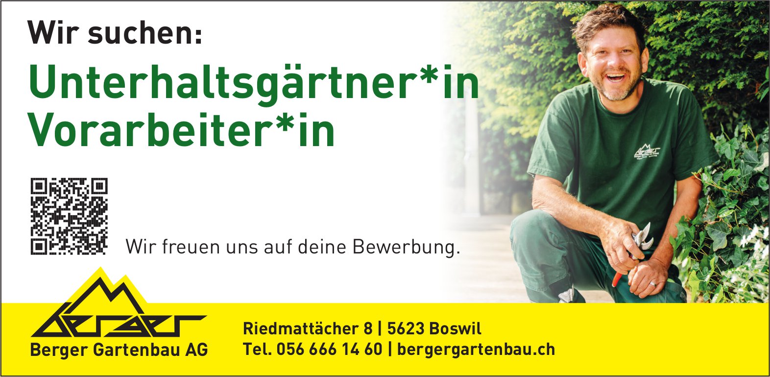 Unterhaltsgärtner*in Vorarbeiter*in, Berger Gartenbau AG, Boswil, gesucht