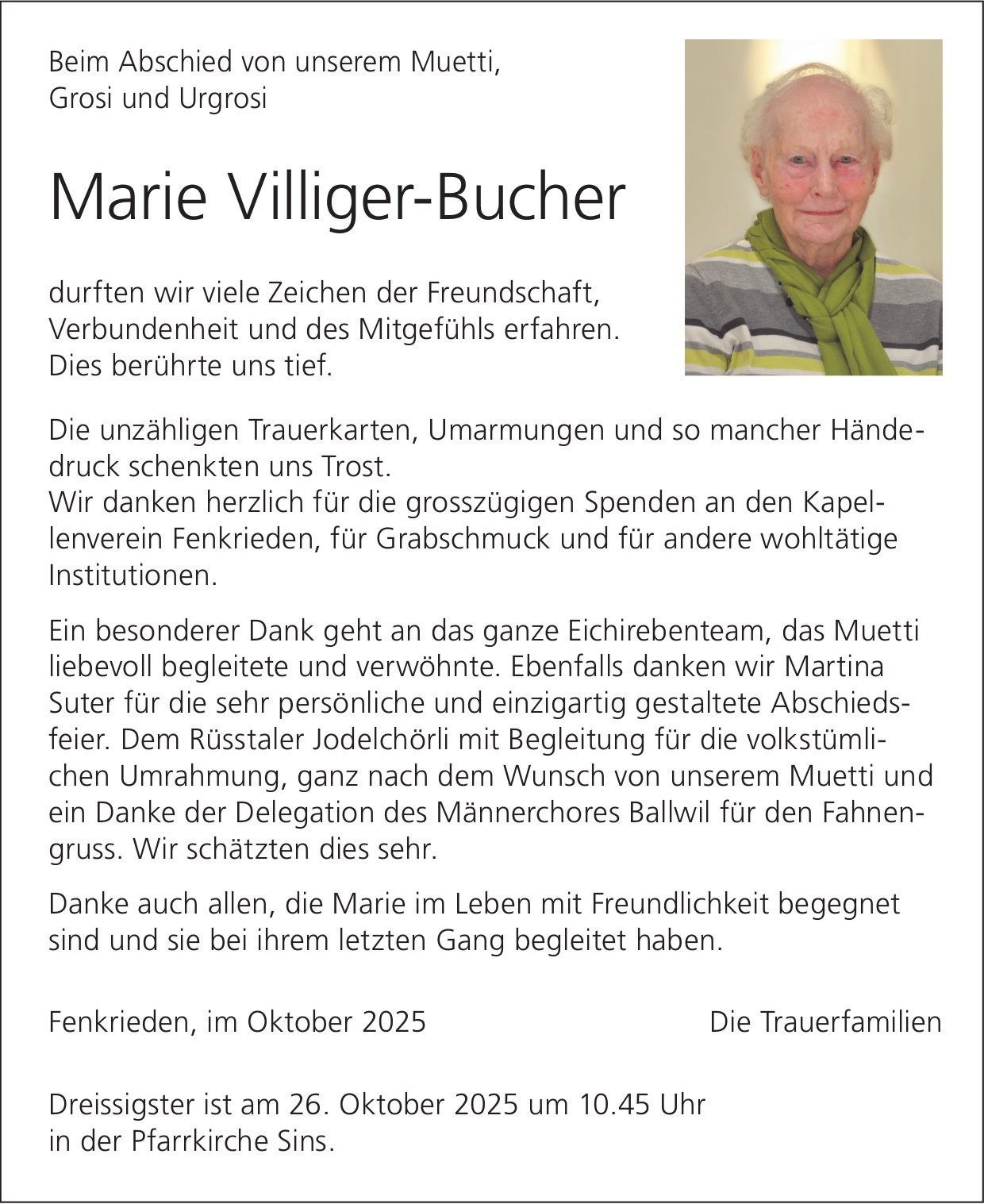 Villiger-Bucher Marie, im Oktober 2025 / DS