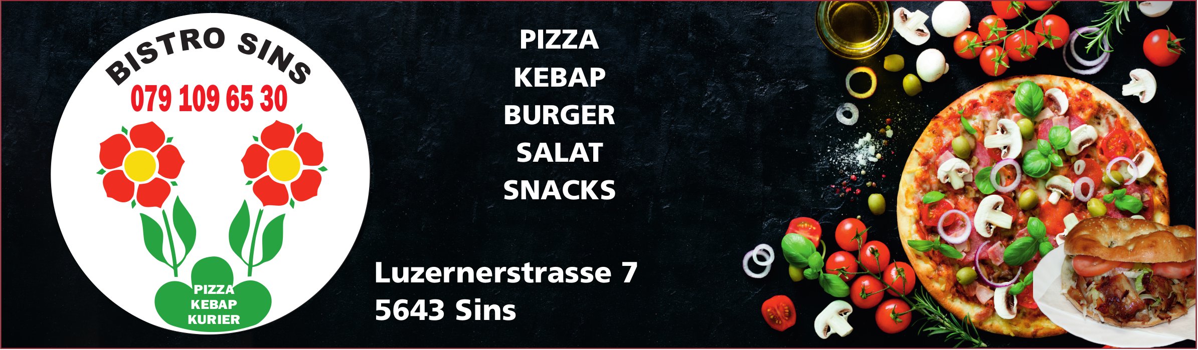 Bistro Sins, Pizza, Kebab,  Burger,  Salat,  Snacks