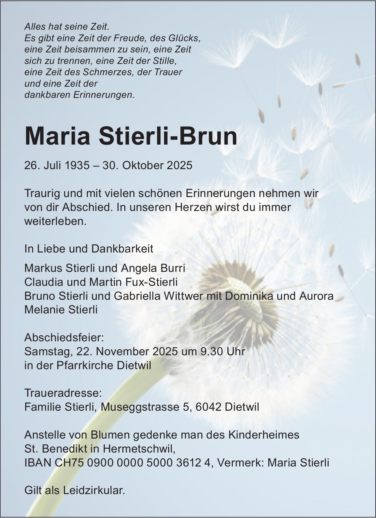 Stierli-Brun Maria, Oktober 2025 / TA