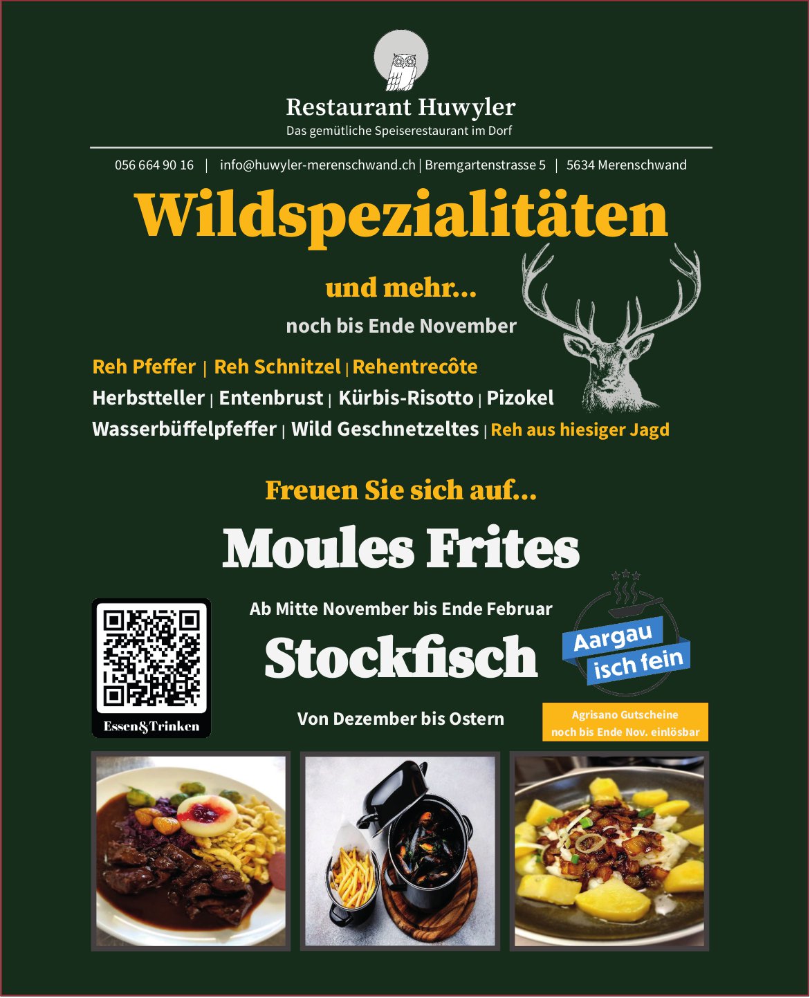 Restaurant Huwyler, Merenschwand - Wildspezialitäten