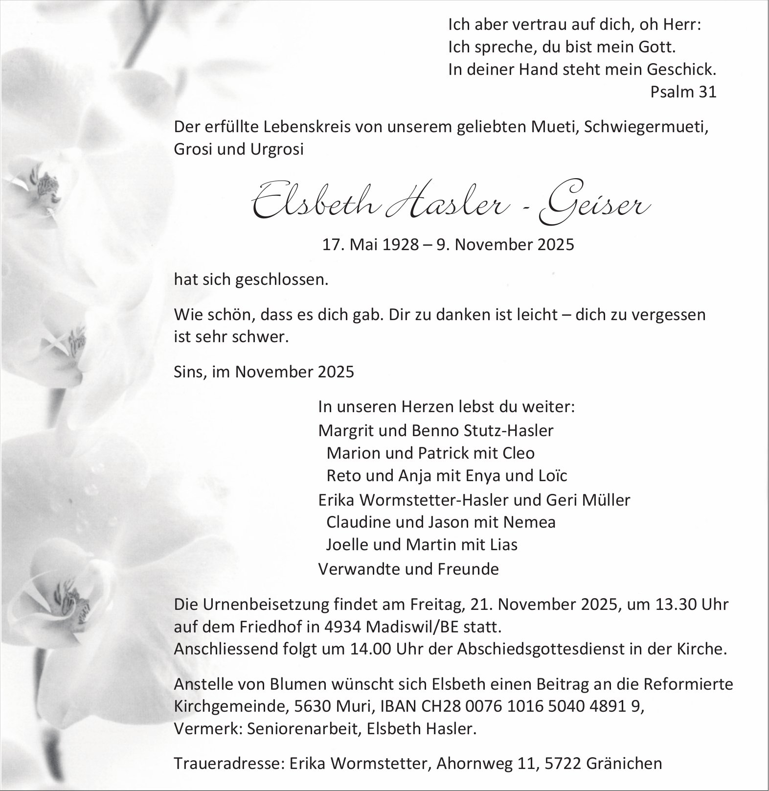 Hasler-Geiser Elsbeth, November 2025 / TA
