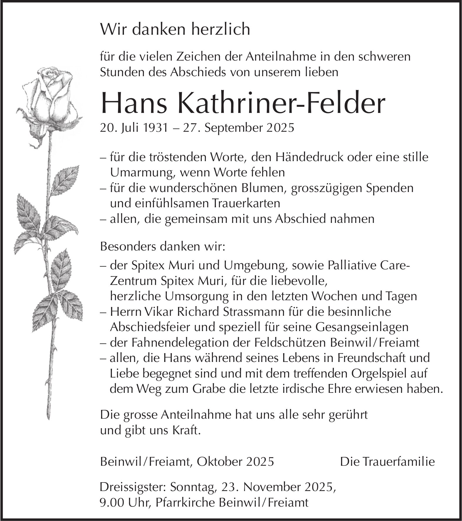 Kathriner-Felder Hans, im November 2025 / DS
