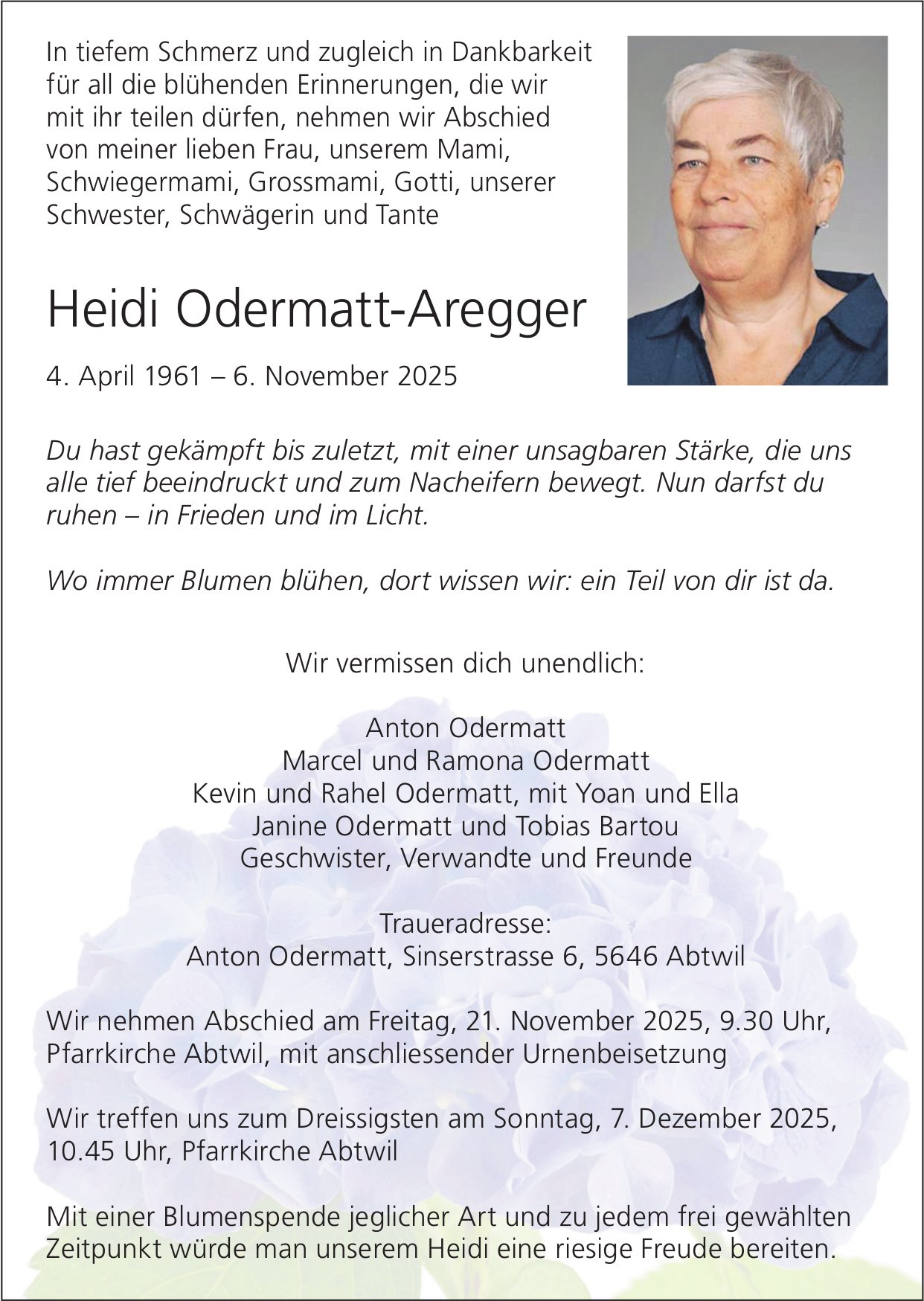 Odermatt-Aregger Heidi, November 2025 / TA