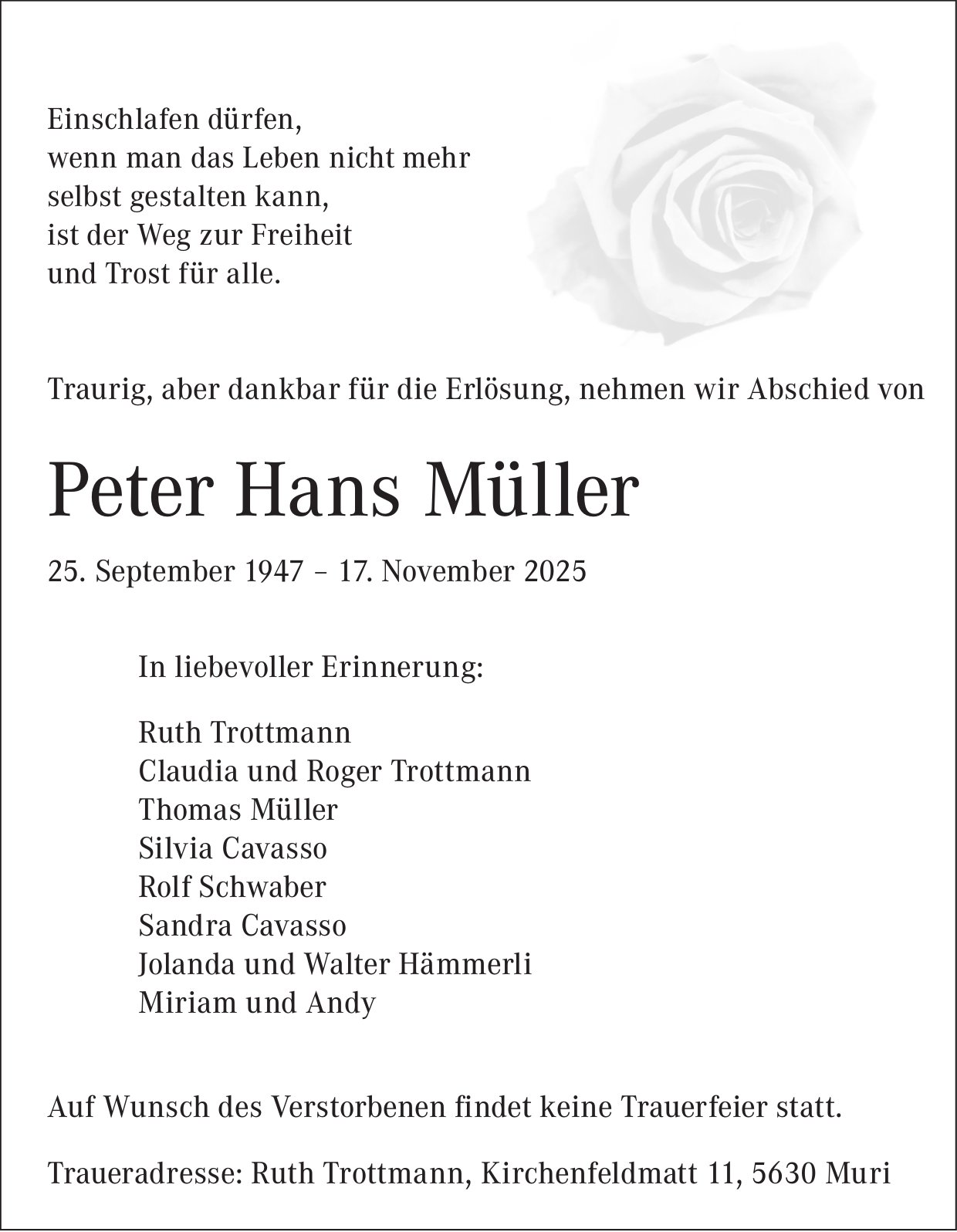 Müller Peter Hans, November 2025 / TA