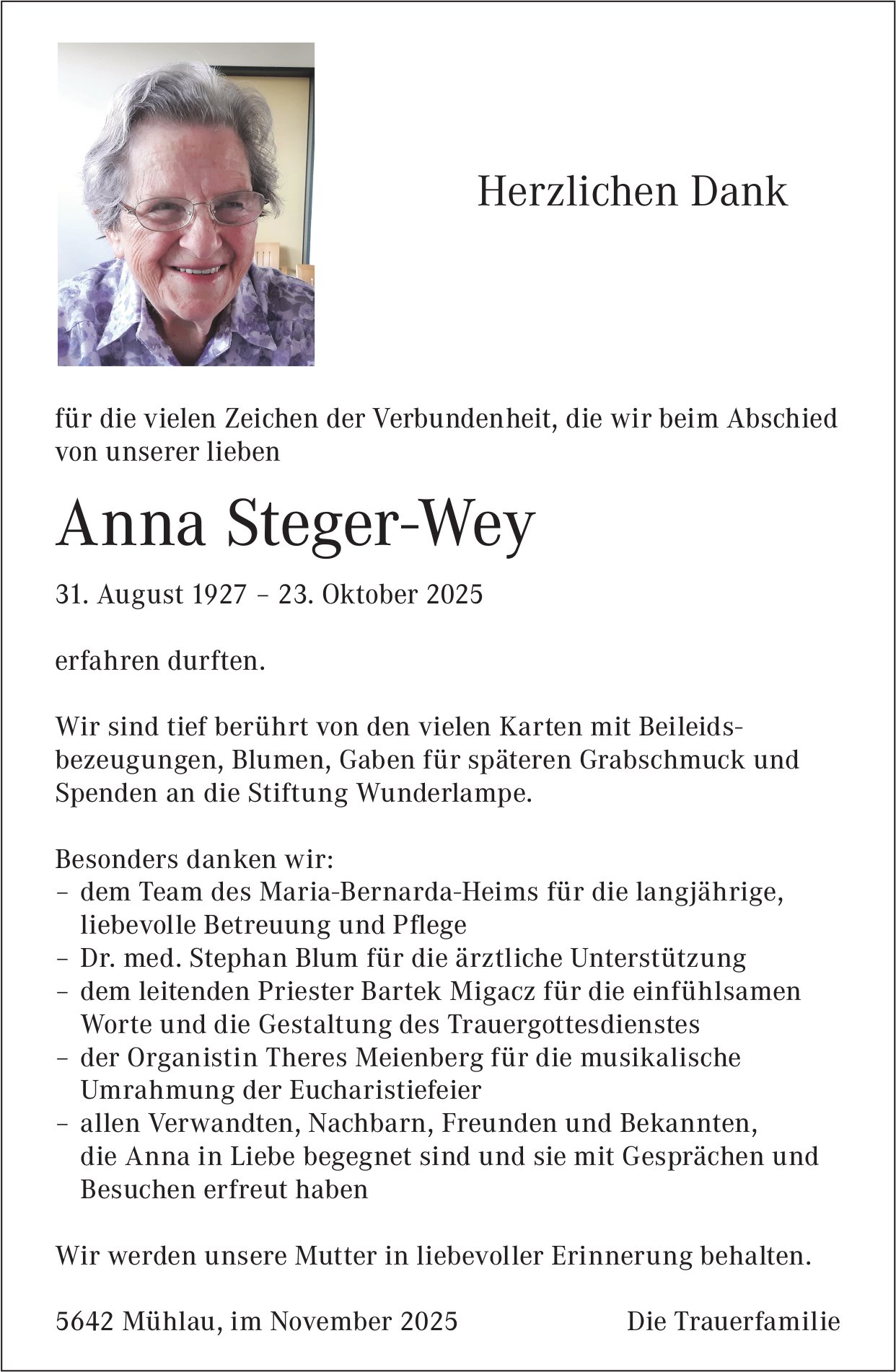 Steger-Wey Anna, im November 2025 / DS