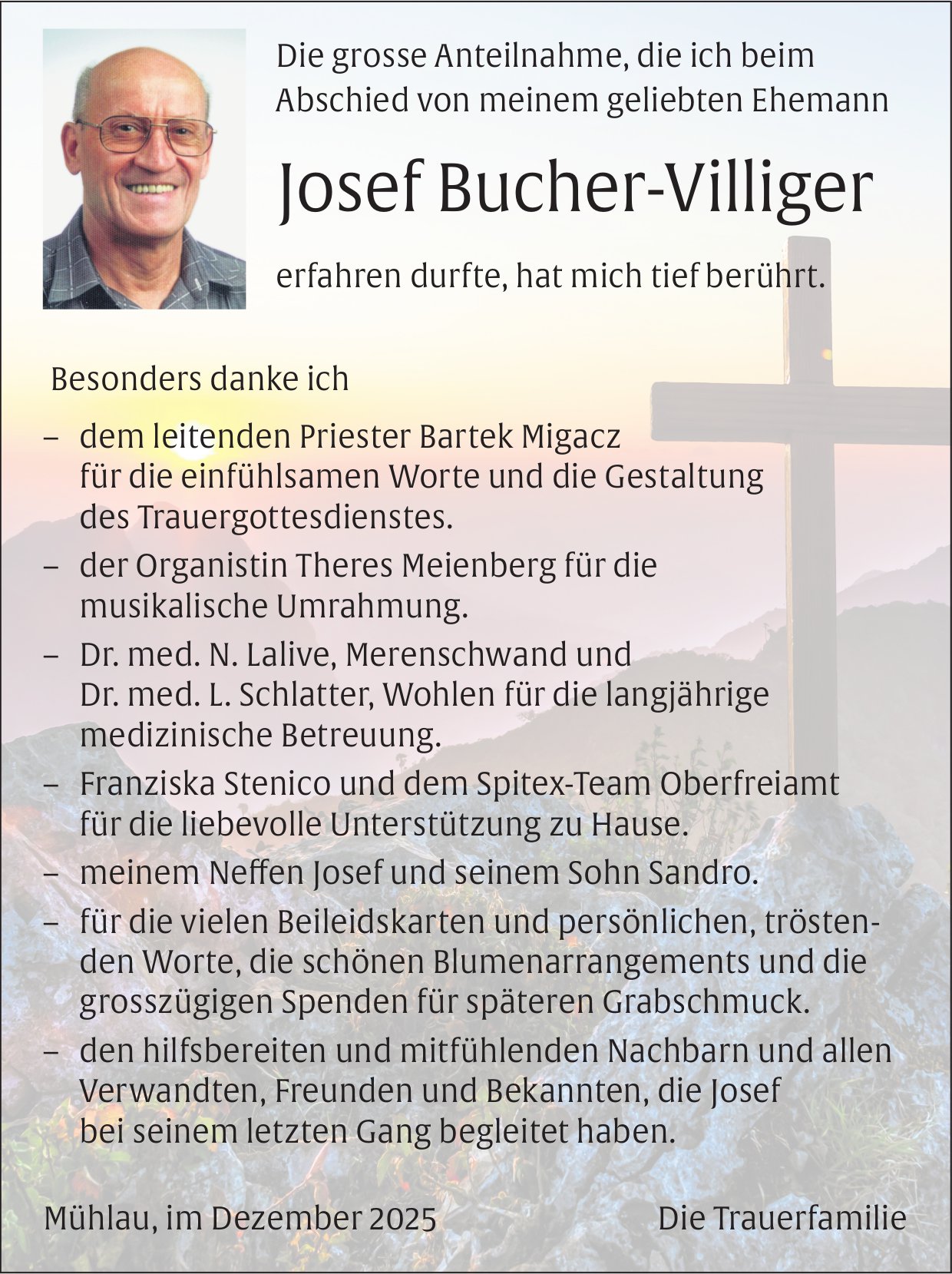 Bucher-Villiger Josef, im Dezember 2025 / DS