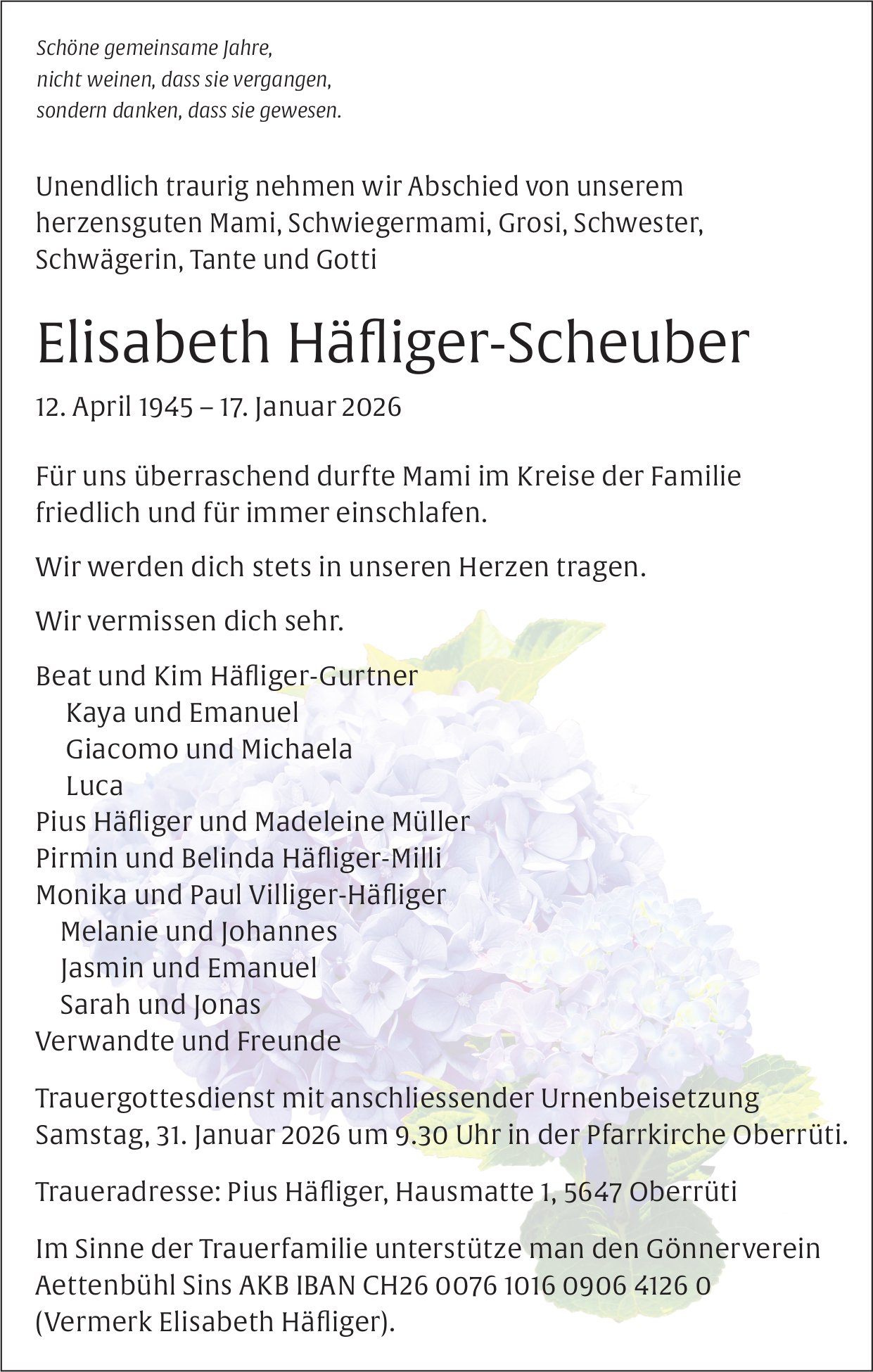 Häfliger-Scheuber Elisabeth, Januar 2026 / TA