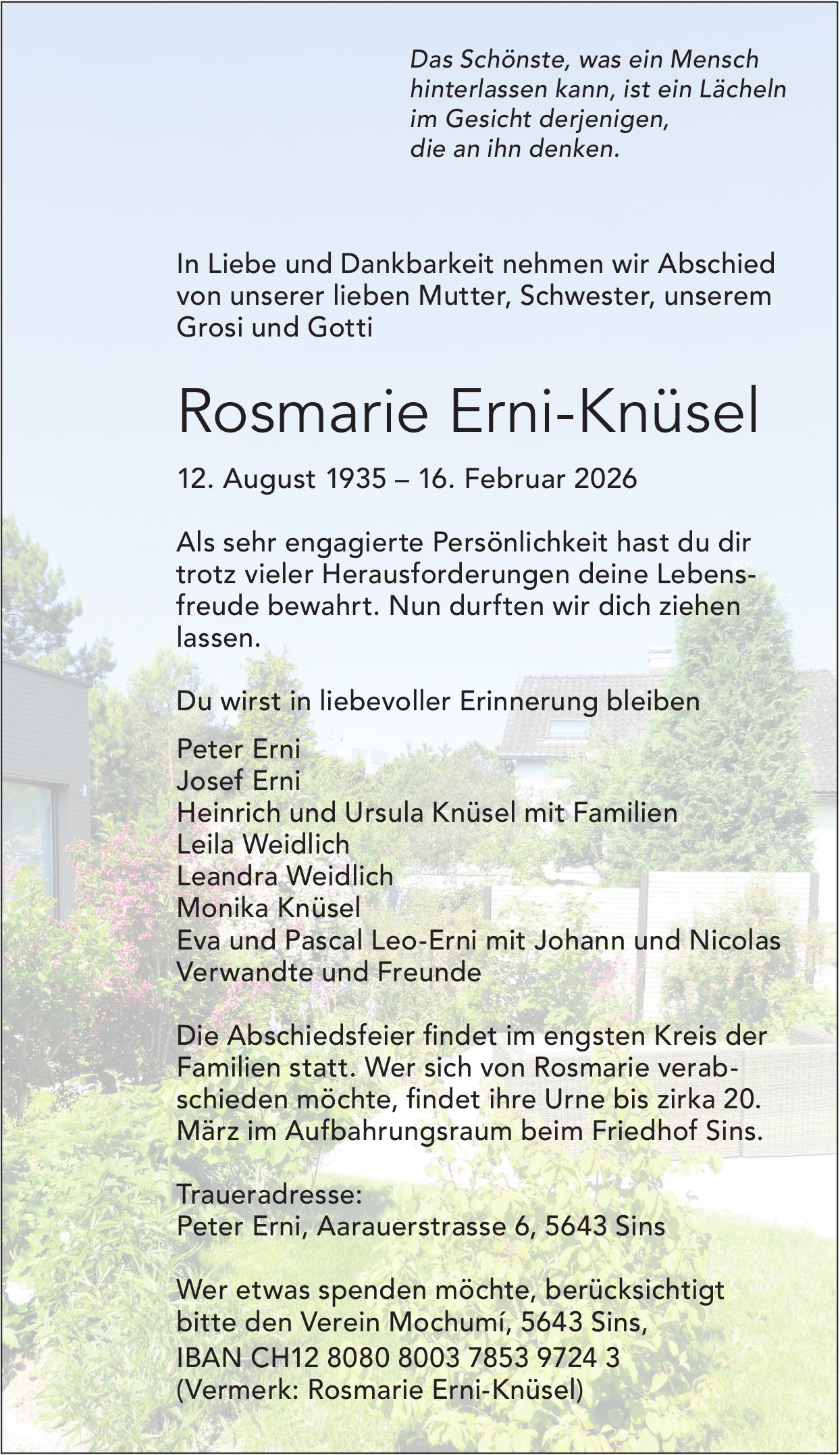 Erni-Knüsel Rosmarie, Februar 2026 / TA