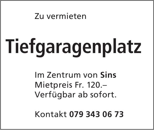 Tiefgaragenplatz, Sins, zu vermieten