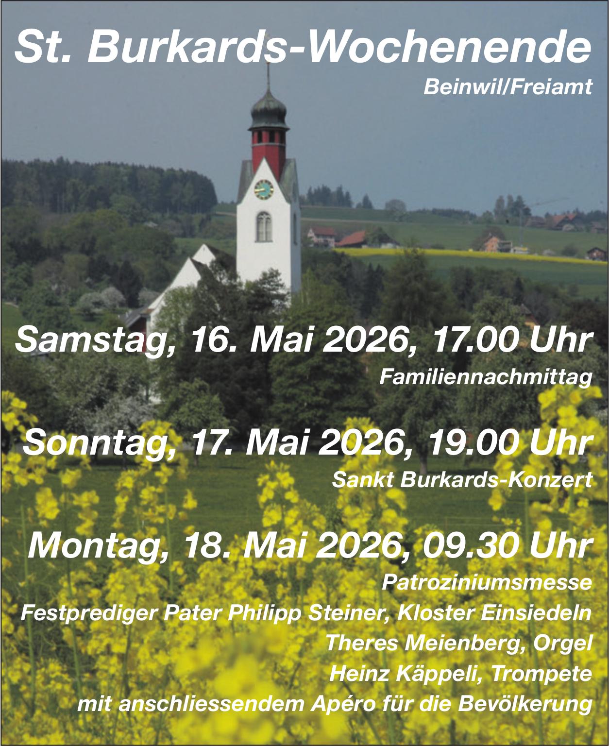 St. Burkards-Wochenende, 16. - 18. Mai, Beinwil/Freiamt