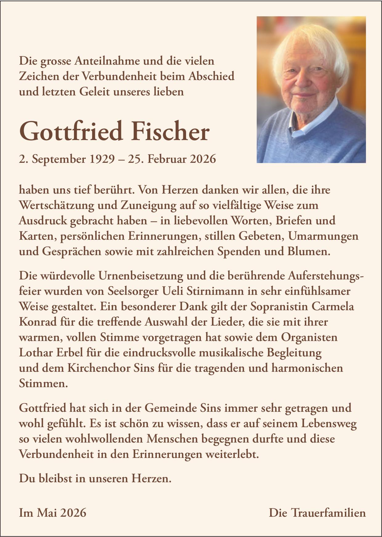 Fischer Gottfried, im Mai 2026 / DS