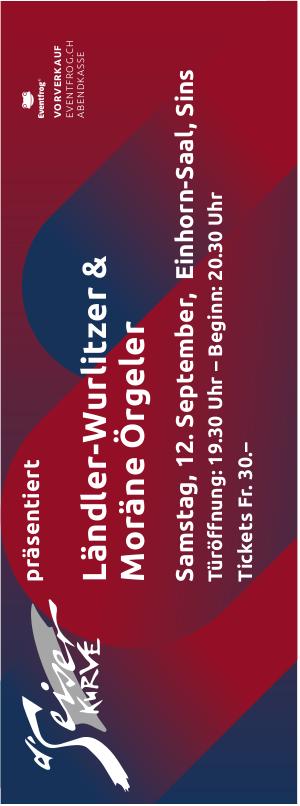 Ländler-Wurlitzer & Moräne Örgeler, 12. September, Einhorn-Saal, Sins