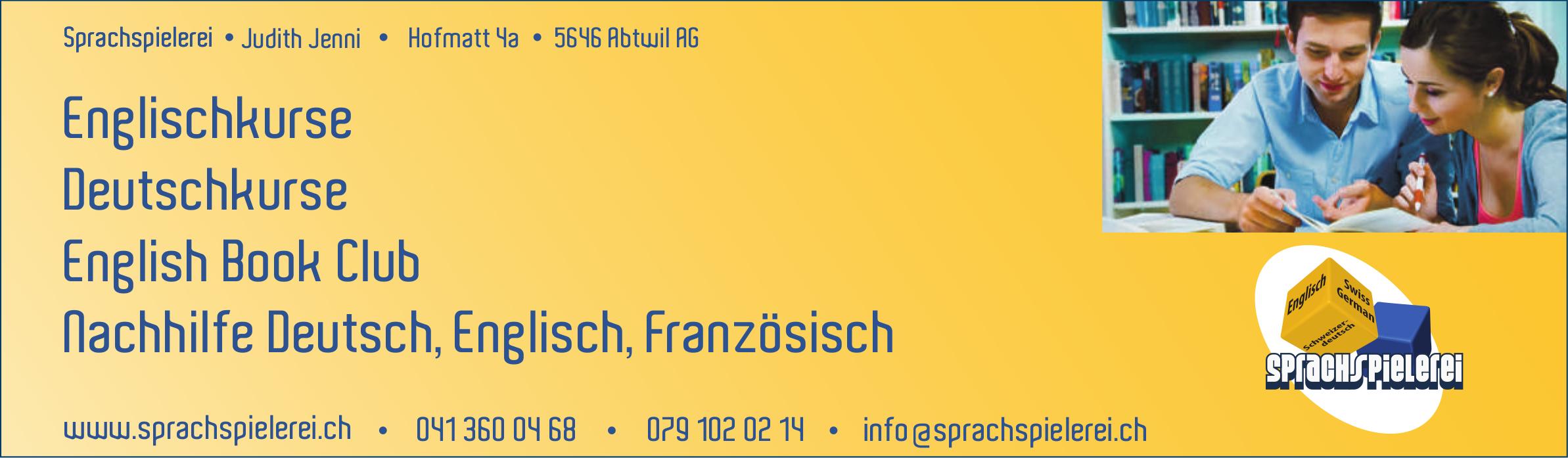 Sprachspielerei, Abtwil - Englischkurse / Deutschkurse / English Book Club / Nachhilfe Deutsch, Englisch, Französisch