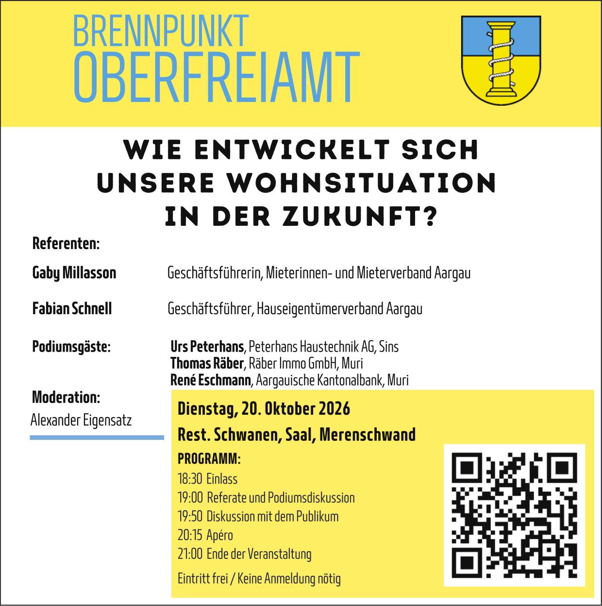 Wie entwickelt sich unsere Wohnsituation in der Zukunft?, 20. Oktober, Rest. Schwanen, Saal, Merenschwand