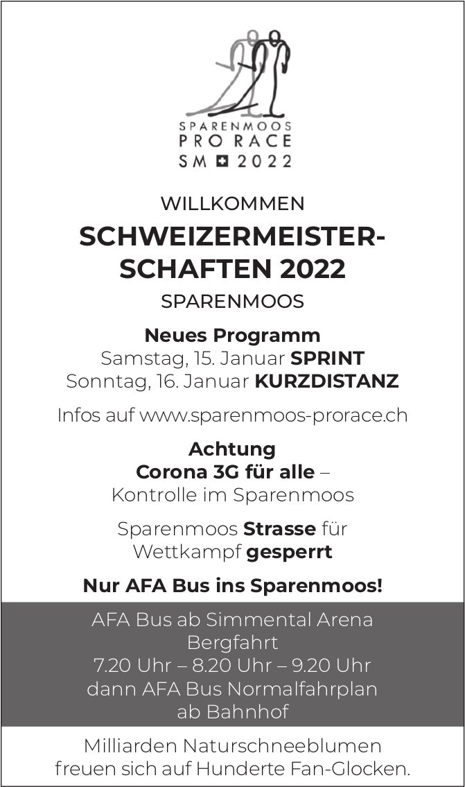 Schweizermeister­schaften 2022, 15. + 16. Januar, Sparenmoos