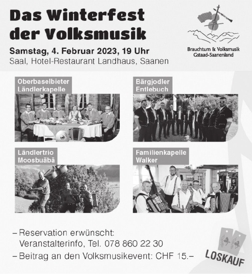 Das Winterfest der Volksmusik, 4. Februar, Saal, Hotel-Restaurant Landhaus, Saanen