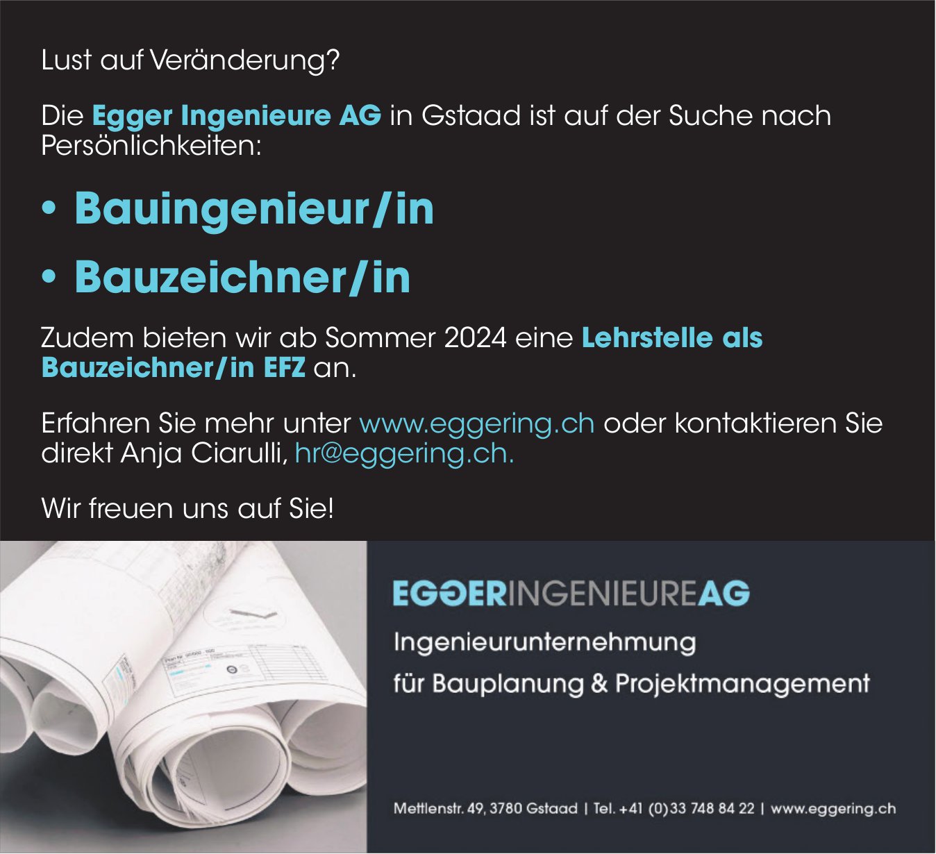 Bauingenieur/in, Bauzeichner/in, Egger Ingenieure AG, Gstaad,  gesucht