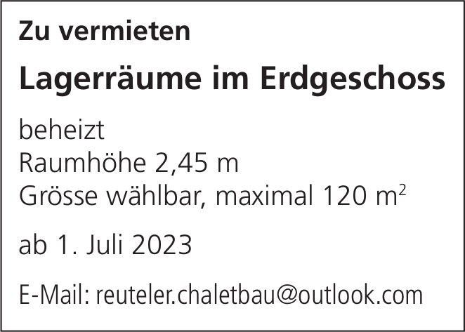 Lagerräume im Erdgeschoss, zu vermieten