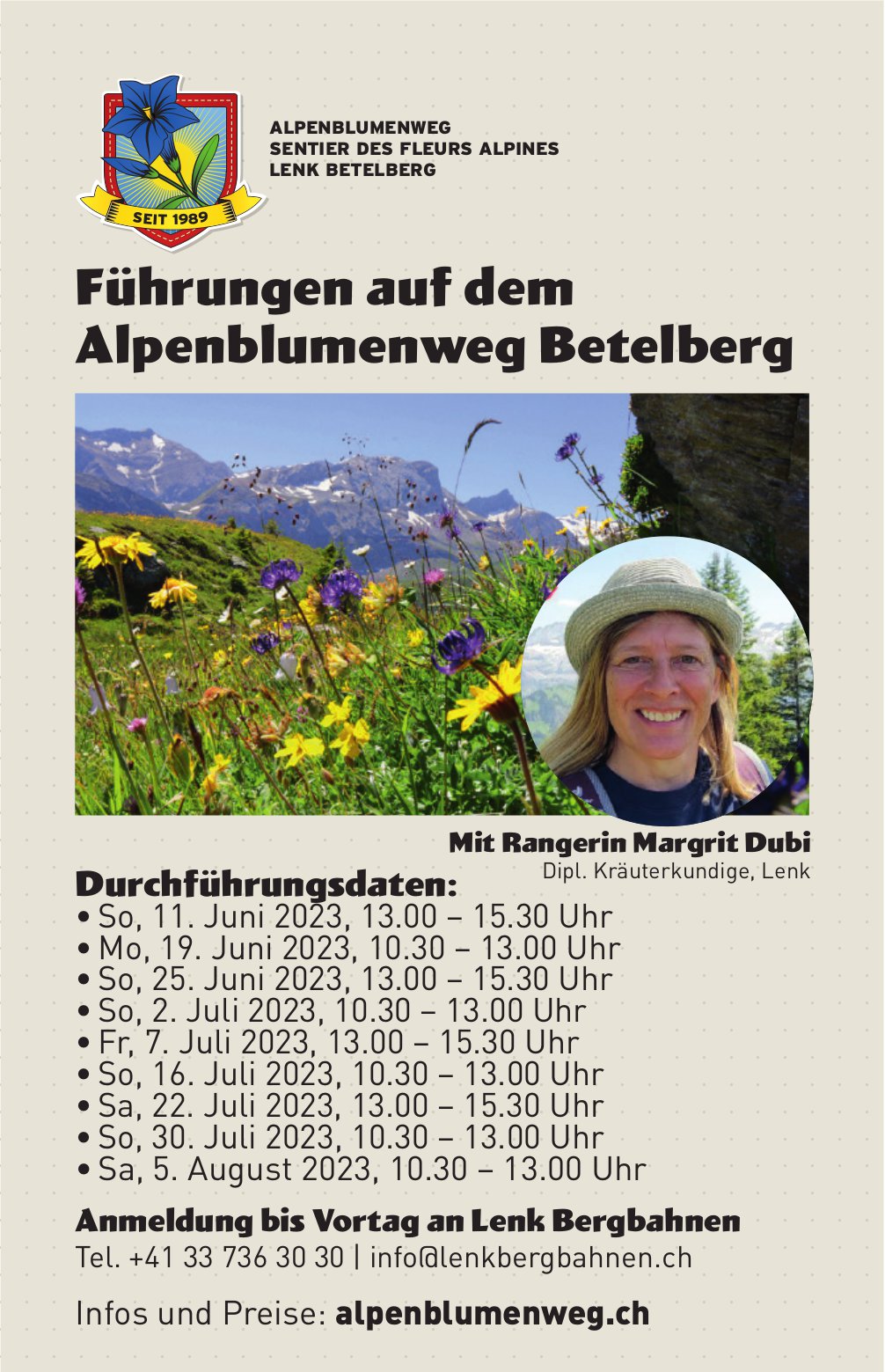 Führungen auf dem Alpenblumenweg Betelberg, 11. Juni - 5. August, Alpenblumenweg, Lenk