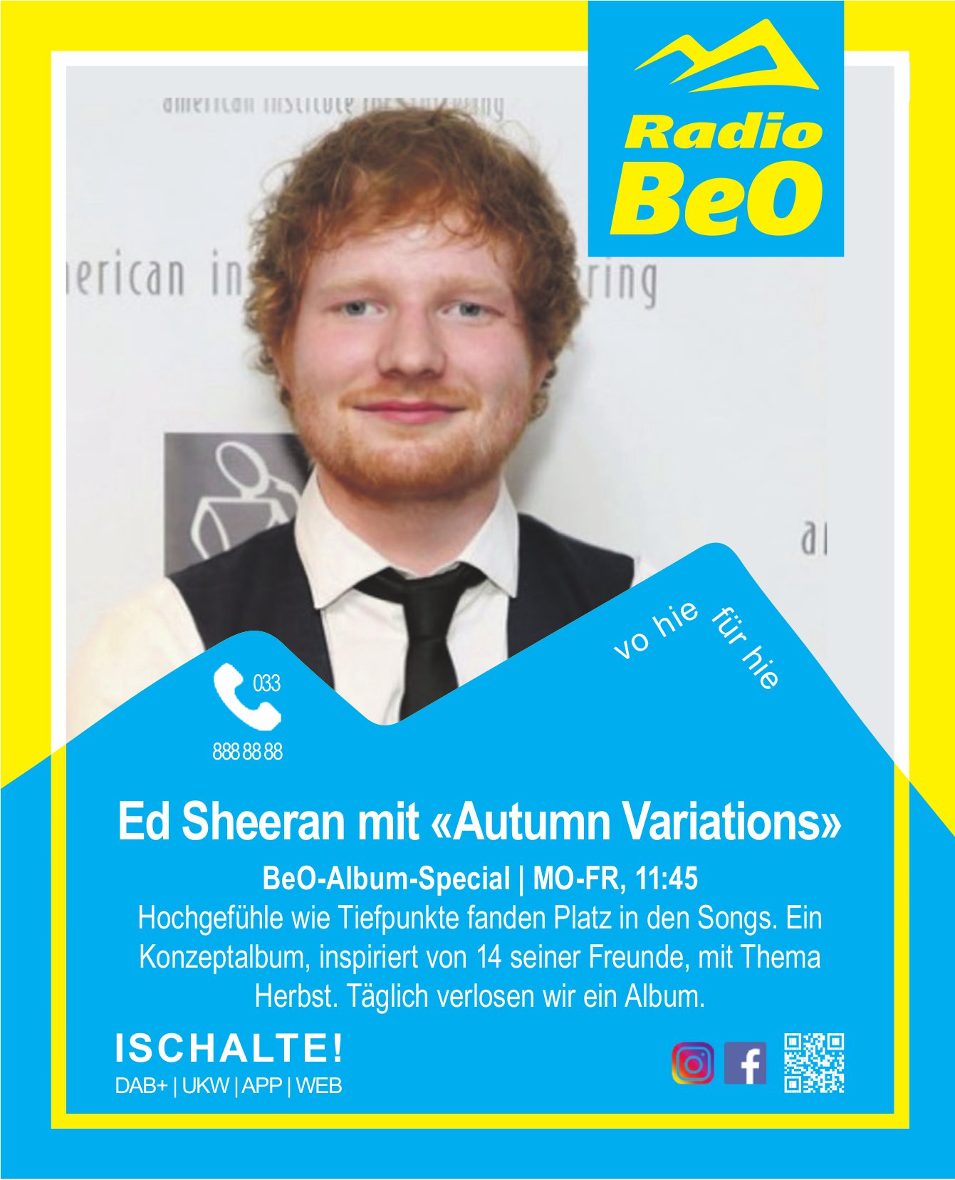 Radio BeO - BeO-Album-Special: Ed Sheeran mit «Autumn Variations»