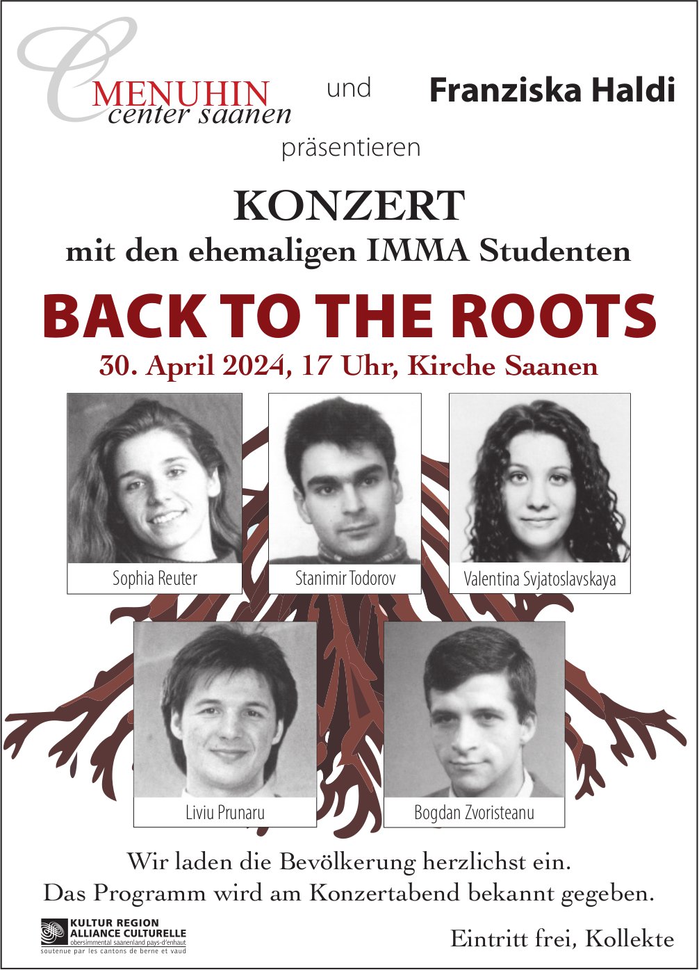 Konzert Back to the Roots, 30. April, Kirche, Saanen