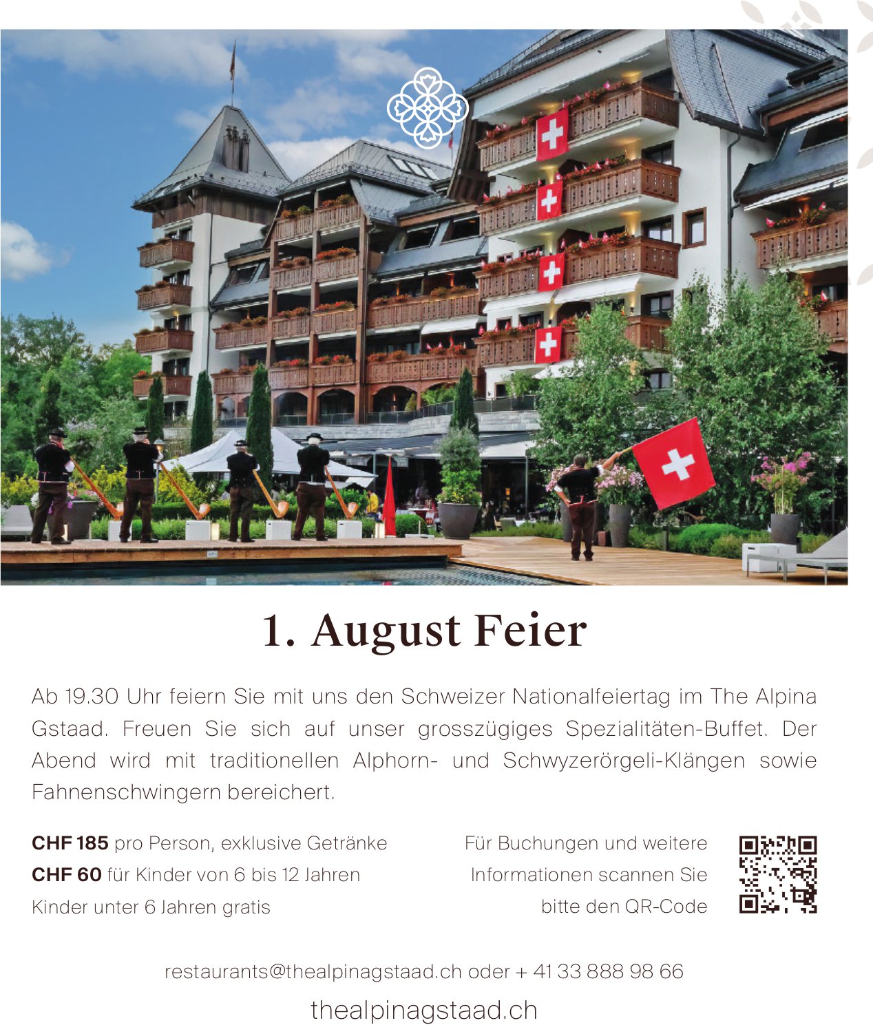 1. August Feier, The Alpina Gstaad