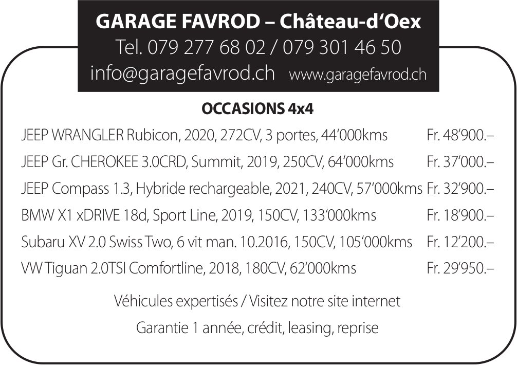 Garage Favrod, Château-d’Oex - Occasions 4x4