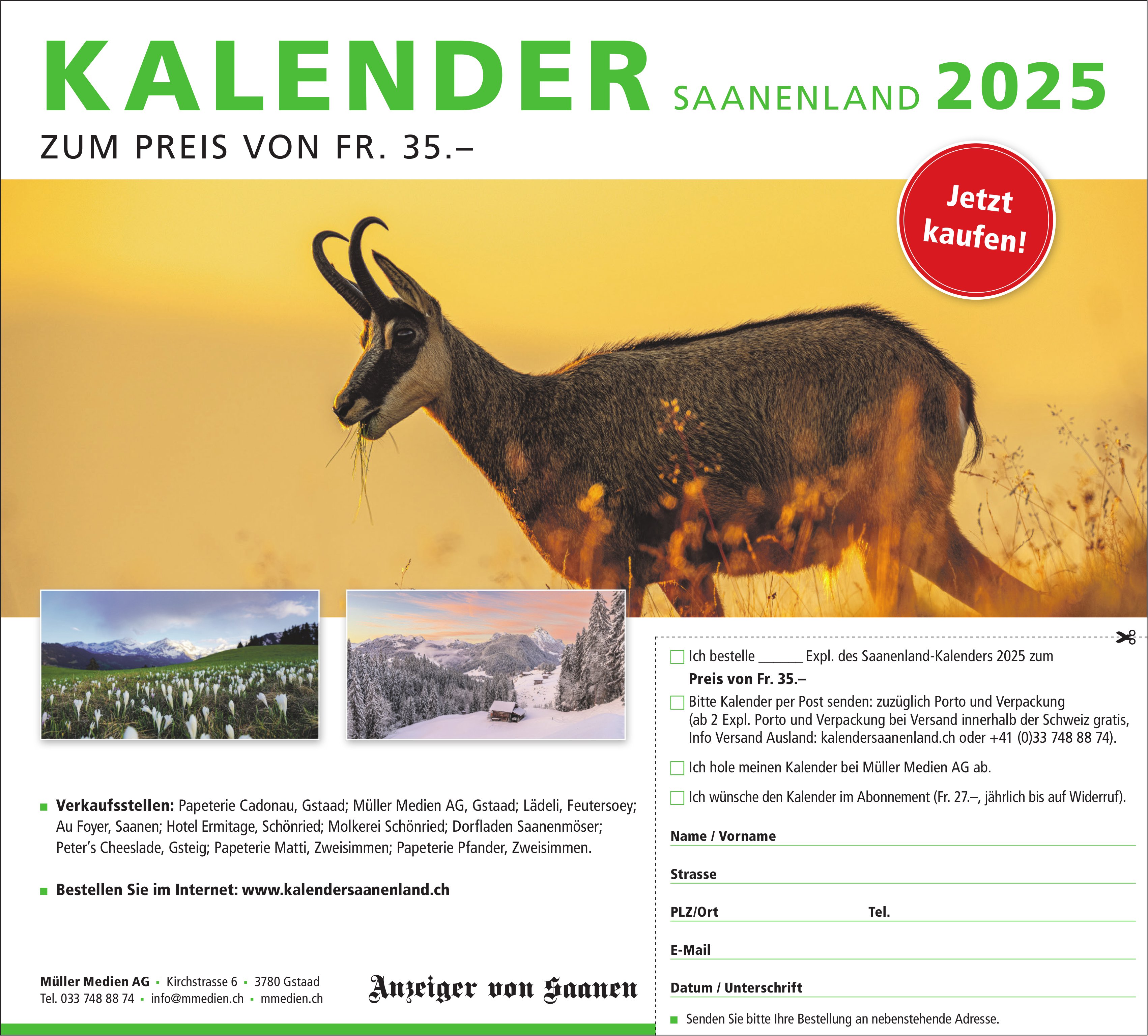 Müller Medien AG, Gstaad - Kalender Saanenland 2025