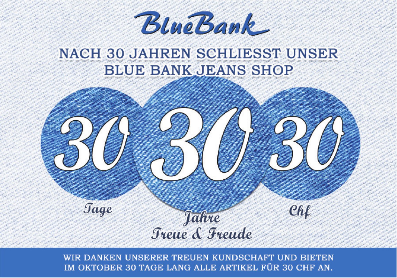 BlueBank, Gstaad - Nach 30 Jahren schliesst unser Blue Bank Jeans Shop