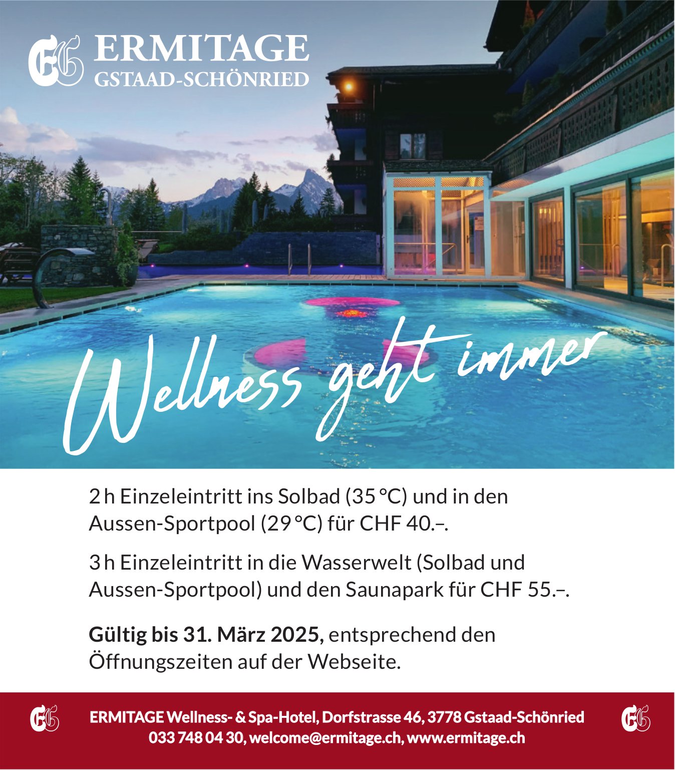 ERMITAGE Wellness- & Spa-Hotel, Gstaad-Schönried - Wellness geht immer