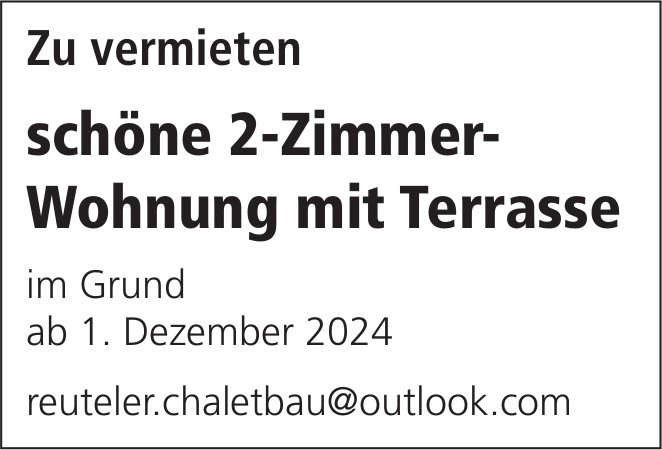 2-Zimmer-Wohnung mit Terrasse, Grund, zu vermieten