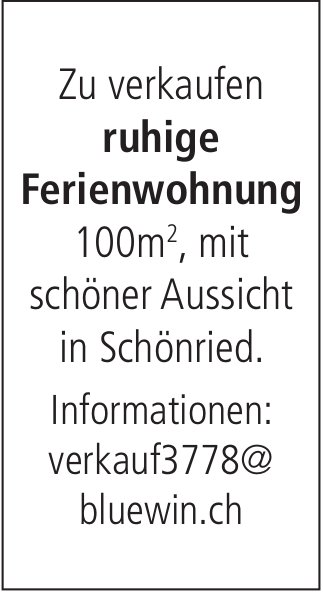 Ferienwohnung, Schönried, zu verkaufen